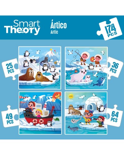 Kinderpuzzel Colorbaby Artic 4-in-1 174 Onderdelen 136 x 34 cm (6 Stuks)