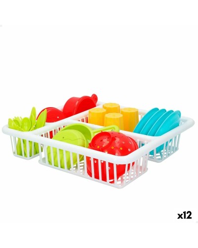 Colorbaby Égouttoir Jouet 26 pièces - Ensemble d'accessoires de cuisine pour enfants
