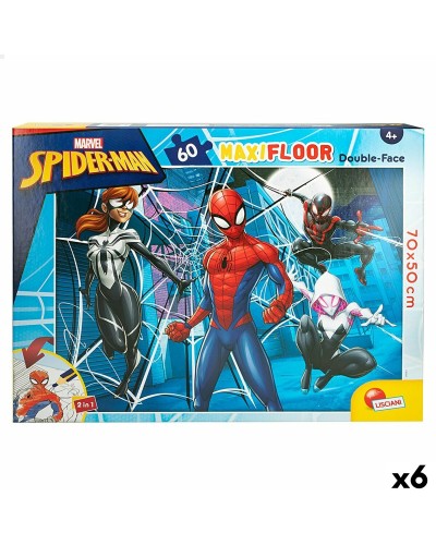 Kinderpuzzel Spider-Man Dubbelzijdig 60 Onderdelen 70 x 1,5 x 50 cm (6 Stuks)