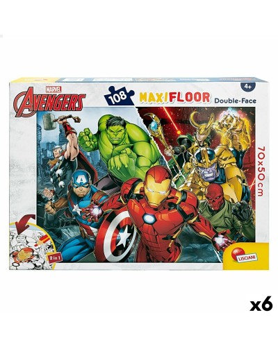Barnpussel The Avengers Dubbelsidig 108 Delar 70 x 1,5 x 50 cm (6 antal)