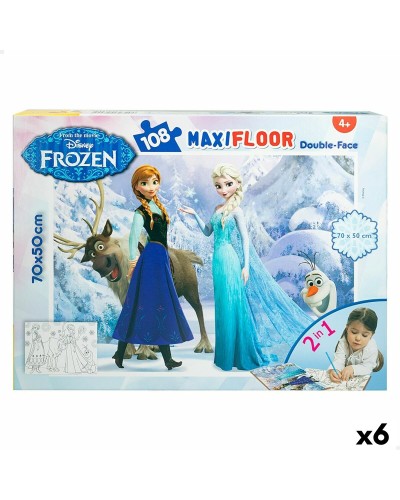 Frozen Puzzle, doppelseitig, 108 Teile - Große Größe 70x50cm - Kinder (6 Einheiten)
