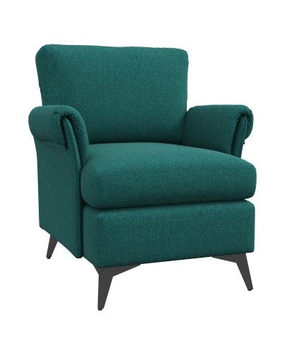  Poltrona d'arredo in Tessuto Effetto Lino Traspirante con Braccioli Arrotolati, 70x73x83 cm, Verde