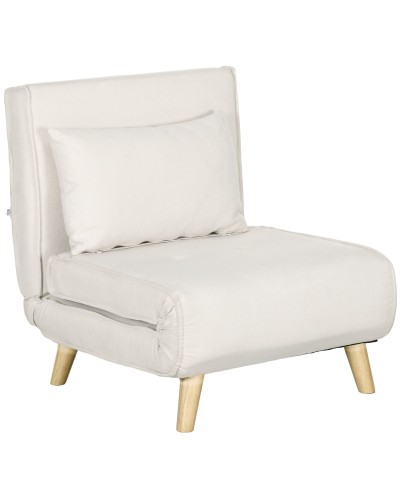 2-in-1 Sleeper Chair with Adjustable Backrest and Pillow, Linen-Look Fabric, 72x78x79cm