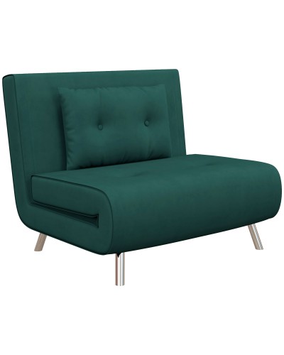  Poltrona Letto Singolo con Schienale Reclinabile in Velluto, 100x88x83cm, Verde Scuro