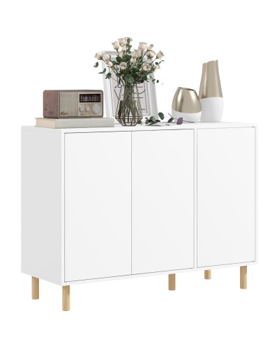 Modern Sideboard with 2 Wooden 3-Shelf Cabinets, 107x40x80 cm, White