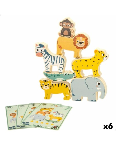 Woomax Jeu de Construction Animaux - 16 Pièces Bois - 7cm - (6 Unités)
