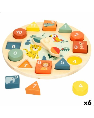 Woomax Tieruhr - Lernspielzeug aus Holz - Set mit 6 Einheiten
