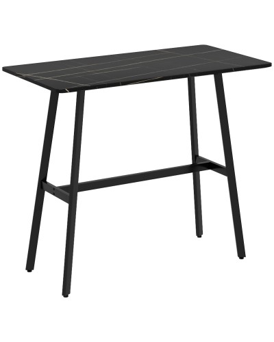  Tavolo da Bar Rettangolare per 4 Persone in MDF e Metallo, 118x58x98 cm, Nero