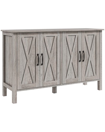  Mobiletto Multiuso stile Rustico con 4 Ripiani Portaoggetti Regolabili, in Legno, 120x37x75 cm, Grigio