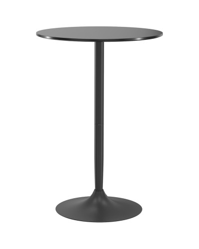  Tavolo Alto da Bar Moderno Rotondo con Base in Acciaio e Piano in MDF, Ø70x102cm, Nero