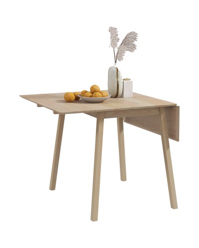  Tavolo Pieghevole Salvaspazio a 2 Ribalte per 2-4 Persone in Legno di Pino, Colore Legno Naturale