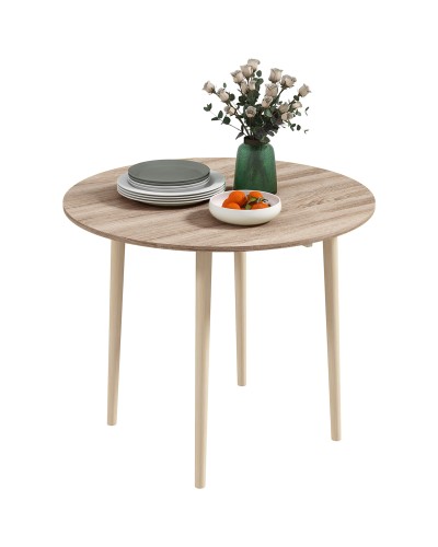  Tavolo Pieghevole Moderno a Ribalta per Cucina e Soggiorno, in Truciolato, Ø89x73.5 cm