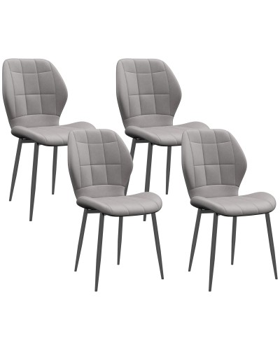  Set di 4 Sedie da Pranzo Moderne per Cucina e Soggiorno con Rivestimento in Flanella, Grigio