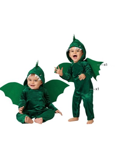 Baby Drachen Kostüm Grün - Weiches Plüsch, Halloween, Karneval
