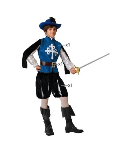 Musketierkostüm Blau Kind - Größe [Größe einfügen] - Karneval
