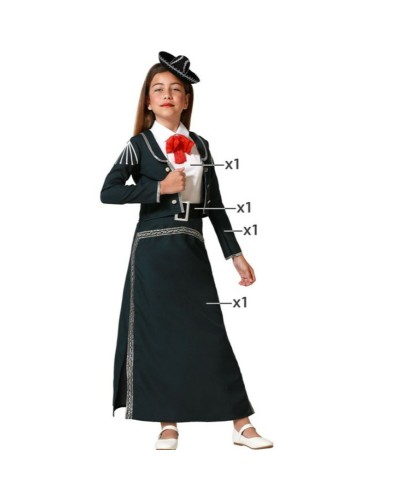 Costume Mariachi Bambina - Abito Tradizionale Messicano - Taglie Varie
