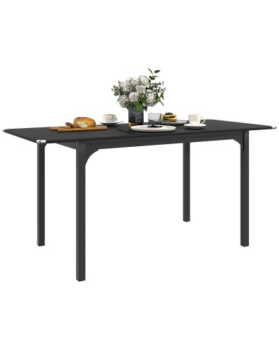 Extendable Table 4-6 Seater Expandable from 120-160 cm with Steel Legs, Black