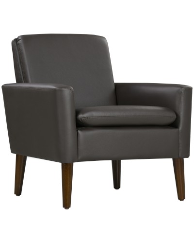 Upholstered Living Room Armchair, Modern Faux Leather and Wood Accent Chair, 75x78x81 cm, Brown