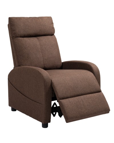  Poltrona Relax Reclinabile con Poggiapiedi in Tessuto Effetto Lino, 69x85x100 cm, Marrone