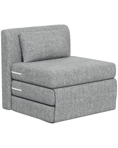 Foldable Floor Sofa Bed 3-Section Space Saver Fabric Armchair, 80x75x74 cm, Grey