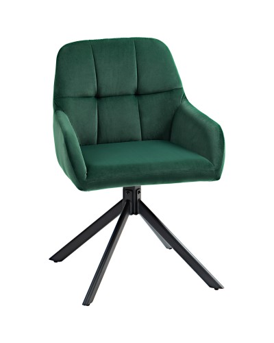  Poltroncina in Velluto Moderna con Seduta Girevole, Braccioli e Gambe in Acciaio, Verde