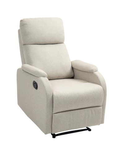  Poltrona Relax Reclinabile Manuale con Poggiapiedi in Tessuto e Imbottitura Spessa, Beige