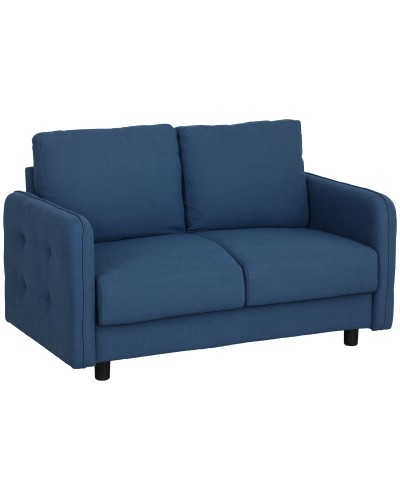 Modern Velvet 2 Seater Sofa with Removable Cushions & S-Springs, 136x75x84 cm, Blue
