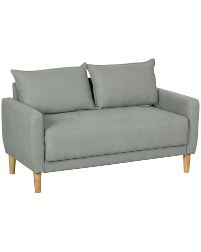  Divanetto 2 Posti Vellutato con Vano Portaoggetti Inferiore e Cuscini, 140x72x82 cm, Grigio