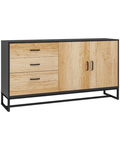  Credenza Moderna con 3 Cassetti e un Armadietto Cucina 2 Ante Soft-Close con Ripiano Regolabile
