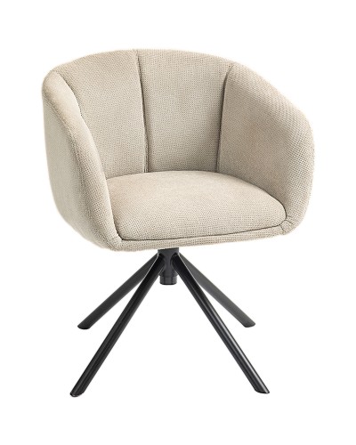  Poltrona Moderna Girevole con Seduta Imbottita in Tessuto Bouclé per Salotto e Ufficio, Grigio Chiaro