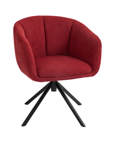  Poltrona Moderna Girevole con Seduta Imbottita in Tessuto Bouclé per Salotto e Ufficio, Rosso Vino