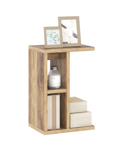  Tavolino da Salotto a C con 3 Ripiani e 2 Scomparti Aperti Salvaspazio, 40x30x60 cm, Marrone