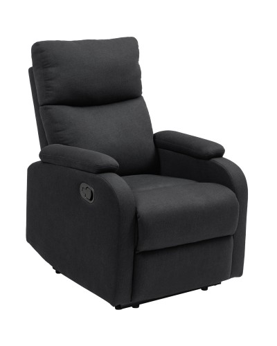 60° Manual Recliner Extra Padded Fabric Armchair with Footrest, Black