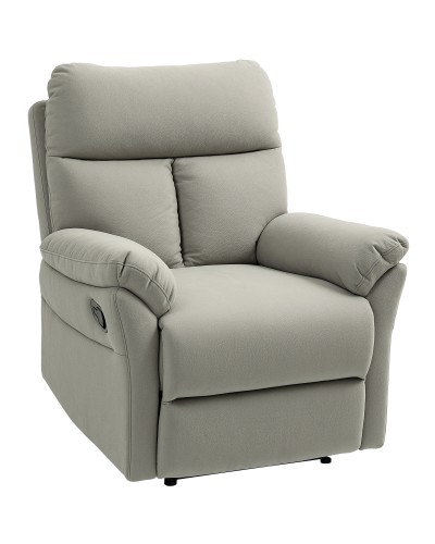  Poltrona Reclinabile 140° con Poggiapiedi, in Microfibra, Schiuma e Metallo, 84x91x102 cm, Grigio