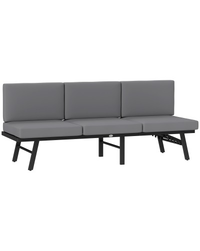 3-in-1 Reclining Garden Sofa with Cushions, 5 Positions, 180x63.5x68 cm, Grey