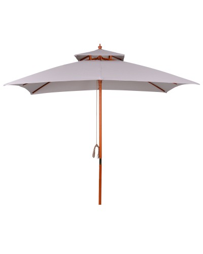 3x3m Garden Umbrella with 8 Bamboo Ribs and 2-Tier Vented Canopy, Grey