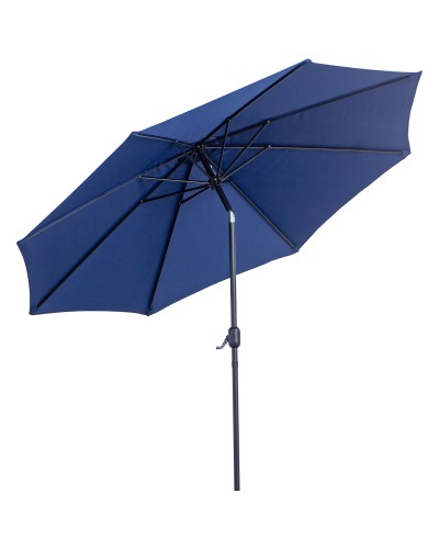  Ombrellone da Giardino 3x2.5 Inclinabile con Manovella e Palo Smontabile, in Metallo e Poliestere Blu