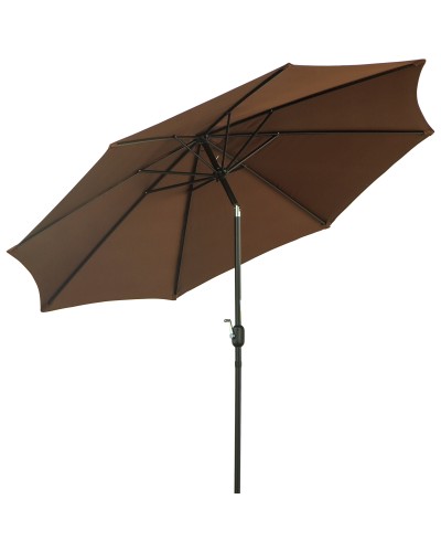  Ombrellone da Giardino 3x2.5 m Inclinabile con Palo Smontabile, in Metallo e Poliestere, Caffè