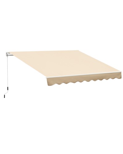 Retractable Drop Awning with Crank Handle, Aluminum and Polyester, 3x2.5m, Beige