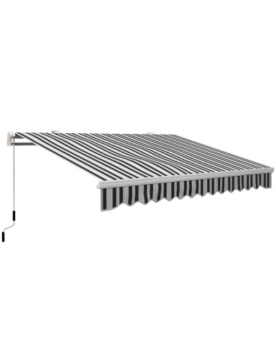  Tenda Parasole per Esterno Estensibile in Alluminio e Poliestere con Manovella, 395x245 cm, Blu e Bianca