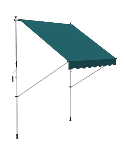 Outdoor Awning 2x1.5m Roller Sun Shade with Crank Handle, Adjustable Height and Angle, Green