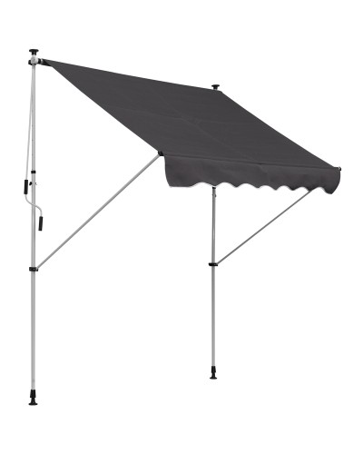 Outdoor Awning 2x1.5m Roller Blind with Crank Handle, Adjustable Height and Angle, Grey
