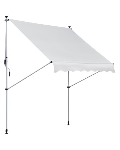  Tenda da Sole da Esterno 2x1.5m a Rullo con Manovella, Altezza e Angolazione Regolabile, Bianco