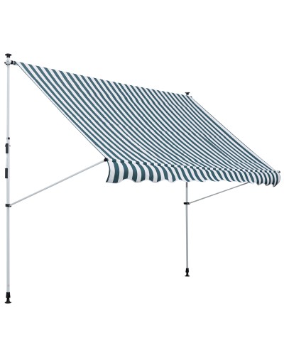  Tenda da Sole a Bracci 3x1.5m con Manovella e Struttura Telescopica, Bianco e Verde