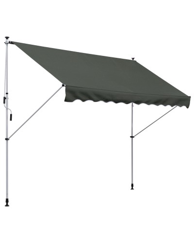 3x1.5m Awning with Crank Handle, Telescopic Metal Frame and Polyester Sunshade
