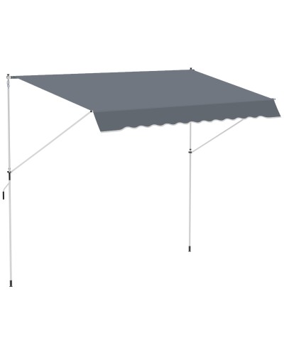 Retractable Awning with Crank Handle and Telescopic Frame, 4x1.2m, Grey