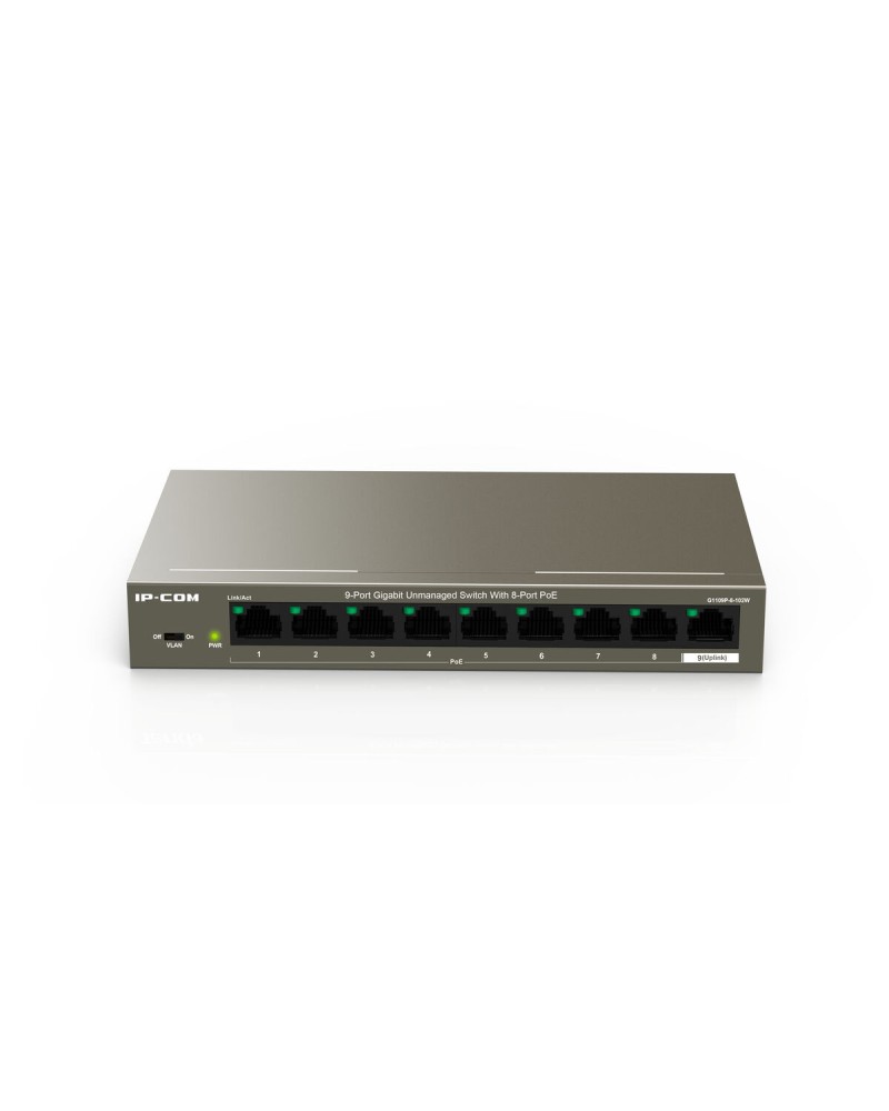IP-COM G1109P-8-102W 8-Port Gigabit PoE Switch + 1 Uplink - 102W Power Supply
IP-COM G1109P-8-102W 8-Port Gigabit PoE Switch + 1 Uplink - 102W Power Supply