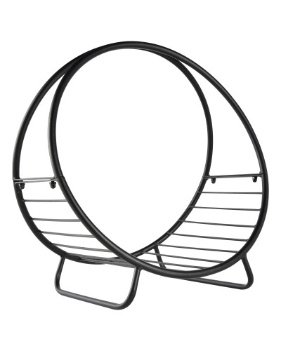 Metal Log Holder for Indoor and Outdoor Fireplace, Cesto Style Indoor Wood Rack, 45x29.5x47cm, Black