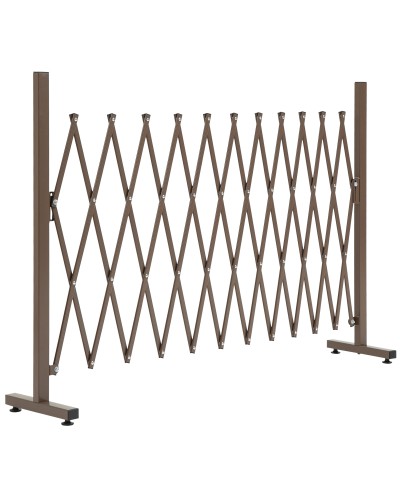  Recinzione per Giardino a Larghezza Regolabile, in Metallo e Alluminio, 300x31x103.5 cm, Marrone Scuro