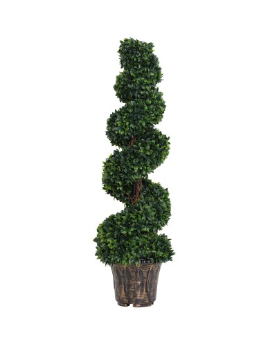 Spiral Boxwood Artificial Plant (Ф32cm x 120cm), Decorative Greenery for Indoor & Outdoor, with Pot Included